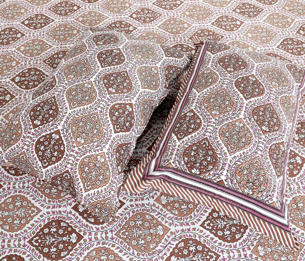 Brown_Cotton_The_Jaipuri_Lattice_Double_Bedsheet_With_Pillow_Cover